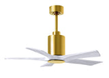 Matthews Fan PA5-BRBR-MWH-42 Patricia-5 five-blade ceiling fan in Brushed Brass finish with 42” solid matte white wood blades and dimmable LED light kit 