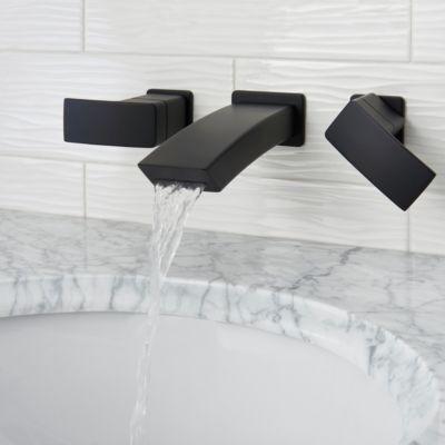 Pfister Black Kenzo Wall Mount Widespread Bath Faucet LG49-DF3B