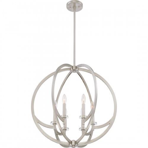 Quoizel ON2824BN Orion Pendant brushed nickel 6lts Pendant