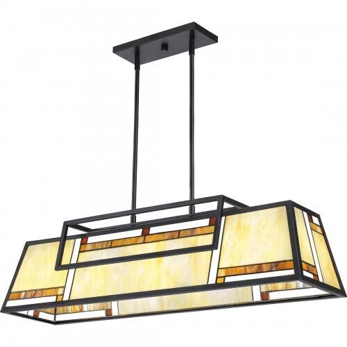 Quoizel ATW439MBK Atwater Linear chandelier 4 light matte black Island Light