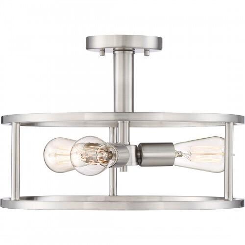 Quoizel NHR1715BN New Harbor Semi flush brshd nkl 3lts Semi-Flush Mount