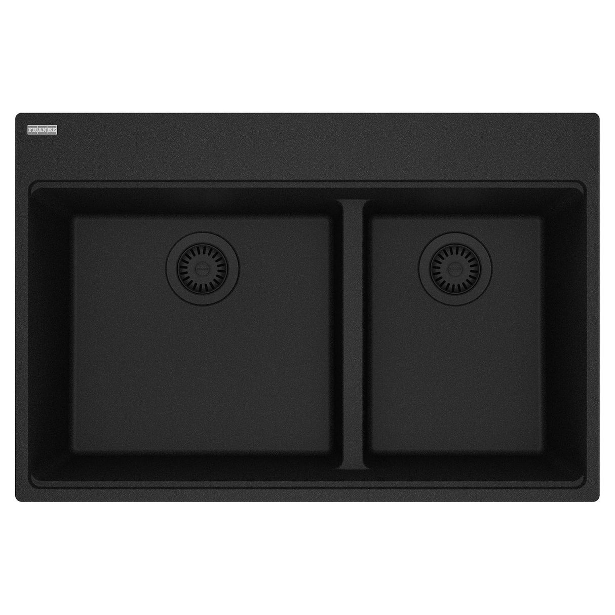 FRANKE MAG6601812LD-ONY Maris Topmount 33-in x 22-in Granite Double Bowl Kitchen Sink in Onyx In Onyx
