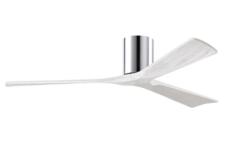 Matthews Fan IR3H-CR-MWH-60 Irene-3H three-blade flush mount paddle fan in Polished Chrome finish with 60” solid matte white wood blades.