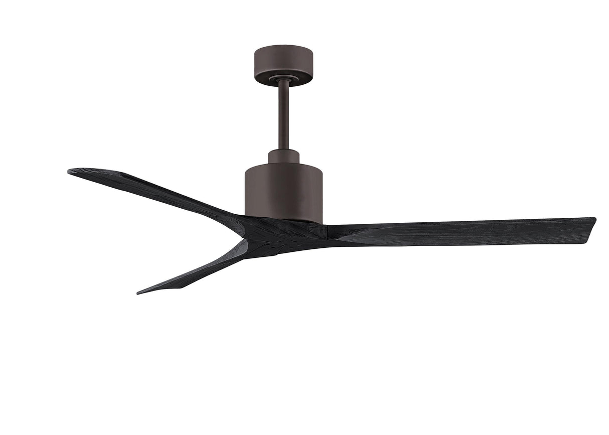 Matthews Fan NK-TB-BK-60 Nan 6-speed ceiling fan in Textured Bronze finish with 60” solid matte black wood blades