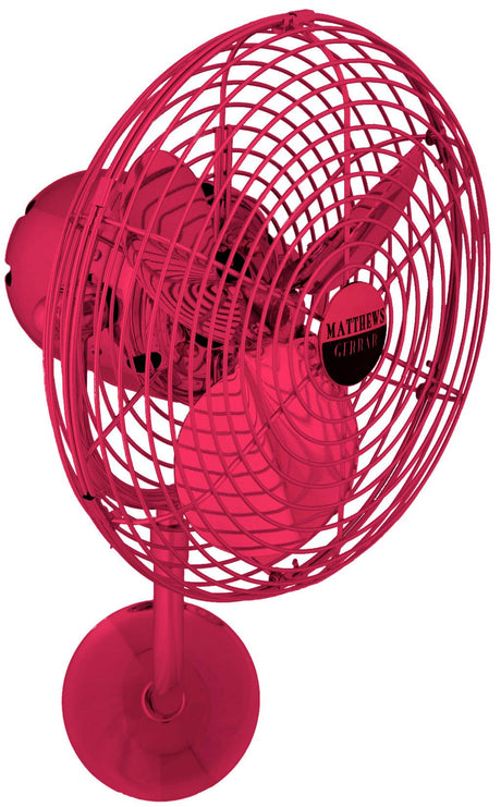 Matthews Fan MP-RED-MTL Michelle Parede vintage style wall fan in Rubi (Red) finish.