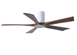 Matthews Fan IR5HLK-WH-WA-52 IR5HLK five-blade flush mount paddle fan in Gloss White finish with 52” solid walnut tone blades and integrated LED light kit.