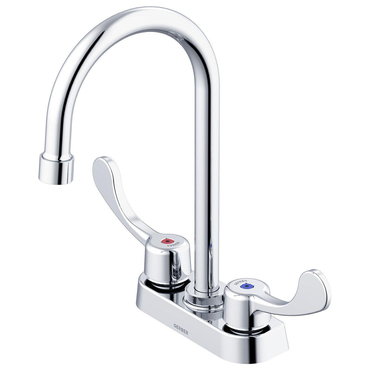 Gerber GC044554 Chrome Commercial Two Handle Centerset Lavatory Faucet W/ GOOSENECK...