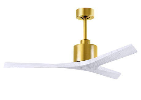 Matthews Fan MW-BRBR-MWH-52 Mollywood 6-speed contemporary ceiling fan in Brushed Brass finish with 52” solid matte white wood blades