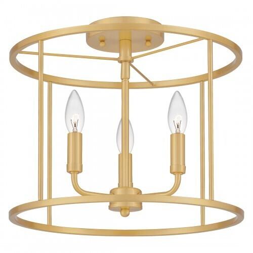 Quoizel ABR1714AB Abner Semi flush 3 light aged brass Semi-Flush Mount