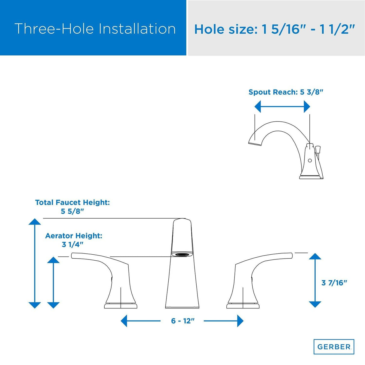 Gerber D304118 Chrome Vaughn Two Handle Widespread Faucet