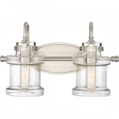 Quoizel DNY8602BN Danbury Vanity Bath Lighting, 2-Light, 200 Watts, Brushed Nickel (10" H x 16" W)