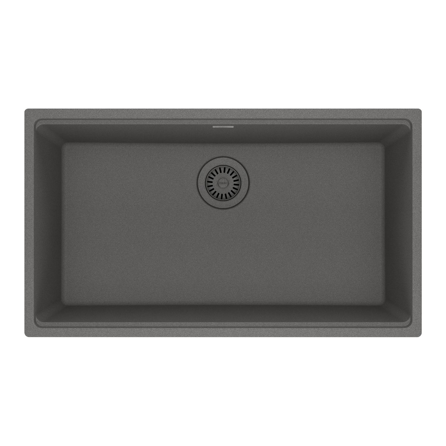 FRANKE MAG11029-SHG Maris Undermount 31-in x 17.81-in Granite Single Bowl Kitchen Sink in Stone Grey In Stone Grey