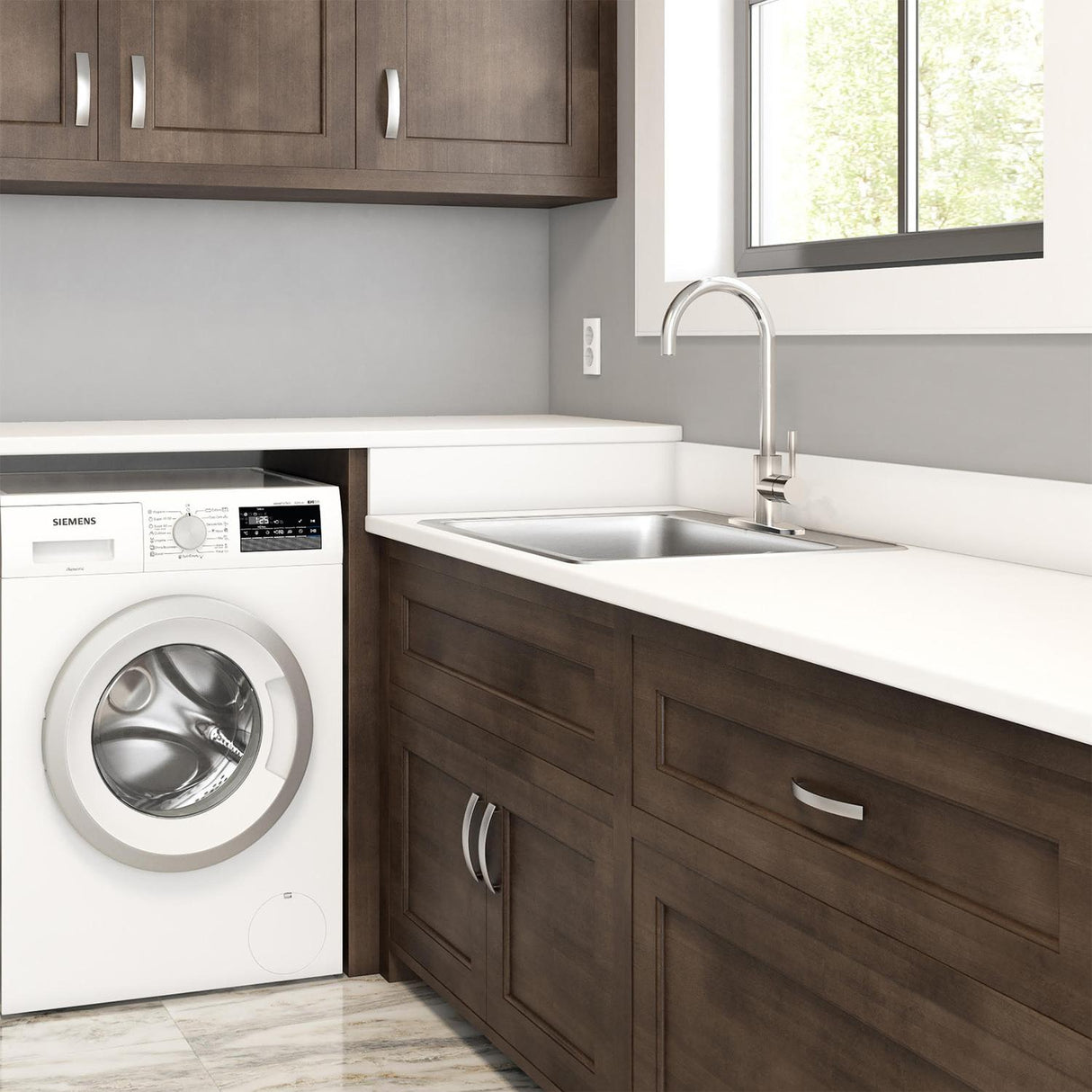 KINDRED QSLA2225-10-3N Utility Collection 25.25-in LR x 22-in FB x 10-in DP Drop In Single Bowl 3-Hole Stainless Steel Laundry Sink In Satin Finished Bowl with Mirror Finished Rim