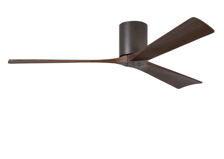 Matthews Fan IR3H-TB-WA-60 Irene-3H three-blade flush mount paddle fan in Textured Bronze finish with 60” solid walnut tone blades. 