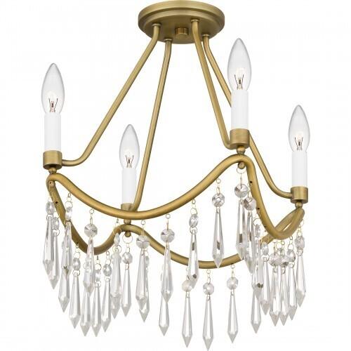 Quoizel AID1712AB Airedale Semi flush 4 lights aged brass Semi-Flush Mount