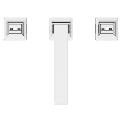 Polished Chrome 2-handle 8 Widespread Square Spout Bath Faucet LG49-VRV2C