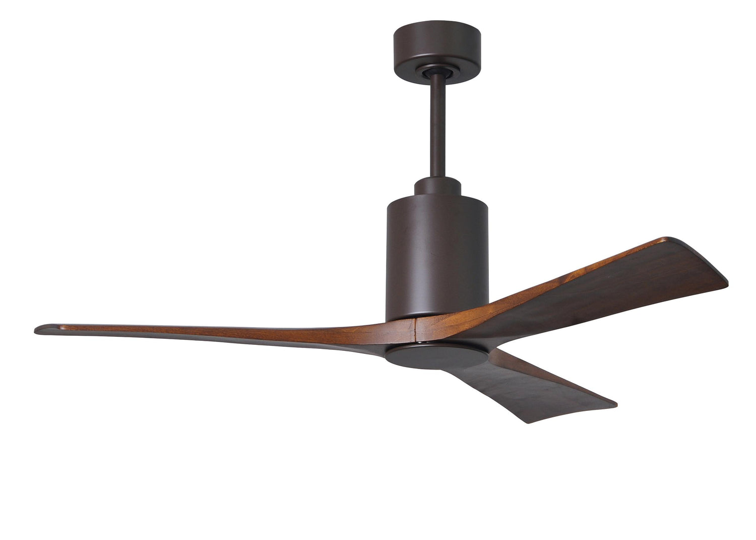 Matthews Fan PA3-TB-WA-52 Patricia-3 three-blade ceiling fan in Textured Bronze finish with 52” solid walnut tone blades and dimmable LED light kit