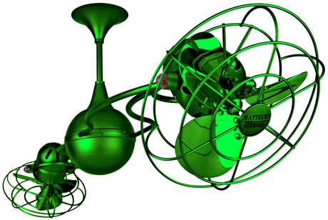 Matthews Fan IV-GREEN-MTL Italo Ventania 360° dual headed rotational ceiling fan in Esmeralda (Green) finish with metal blades.