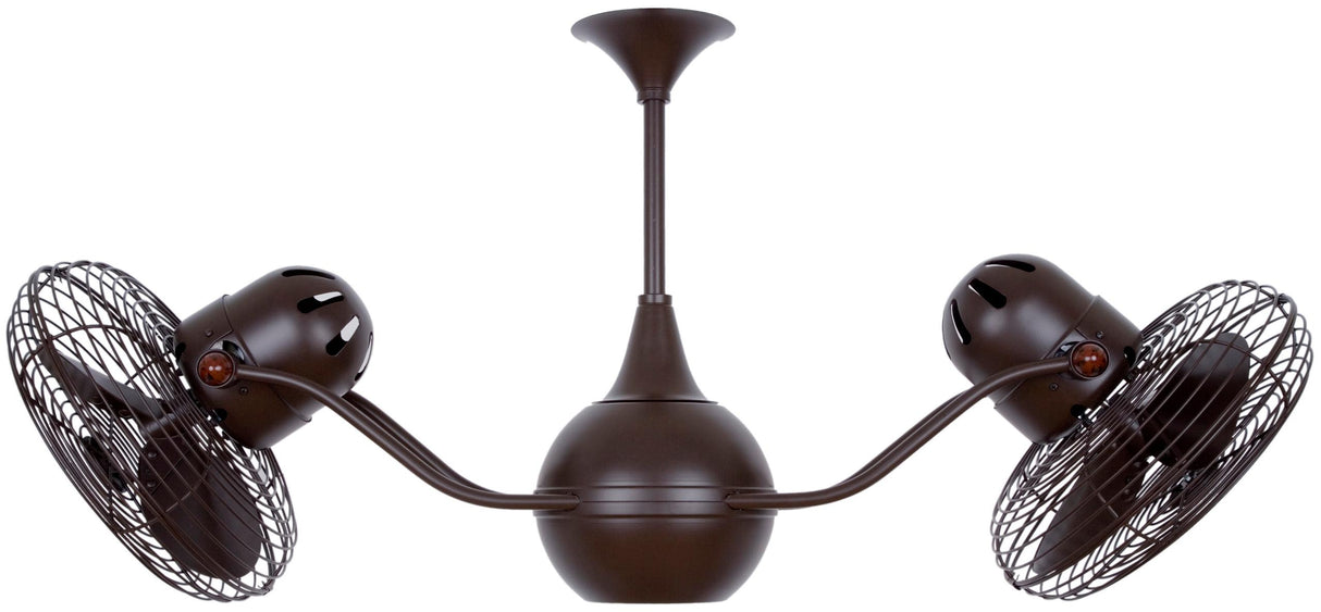 Matthews Fan VB-BZZT-MTL Vent-Bettina 360° dual headed rotational ceiling fan in bronzette finish with metal blades.