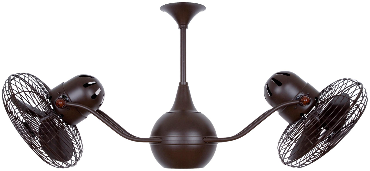 Matthews Fan VB-BZZT-MTL Vent-Bettina 360° dual headed rotational ceiling fan in bronzette finish with metal blades.