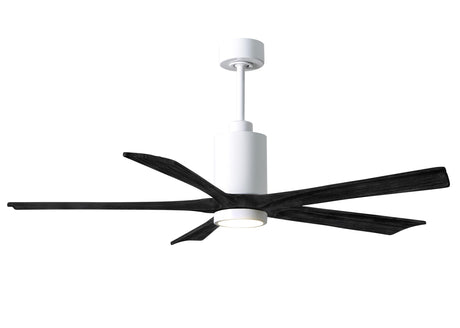 Matthews Fan PA5-WH-BK-60 Patricia-5 five-blade ceiling fan in Gloss White finish with 60” solid matte black wood blades and dimmable LED light kit 