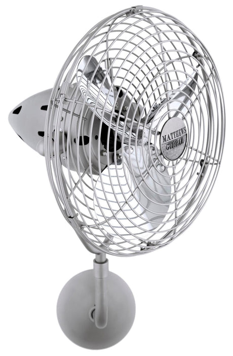 Matthews Fan BP-BN-MTL-DAMP Bruna Parede wall fan in Brushed Nickel finish for damp locations.