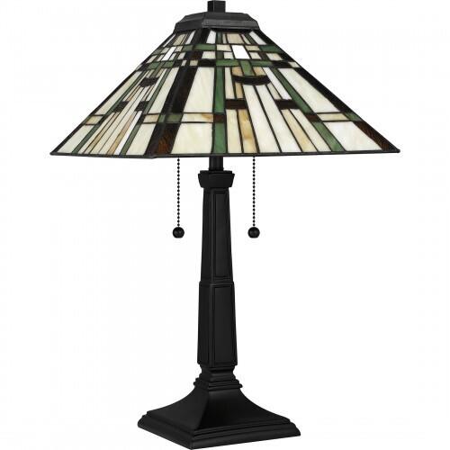 Quoizel TF5625MBK Tiffany Table lamp tiffany 2 lights matte black Table Lamp