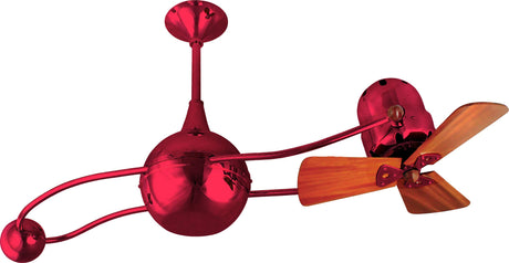Matthews Fan B2K-RED-WD Brisa 360° counterweight rotational ceiling fan in Rubi (Red) finish with solid sustainable mahogany wood blades.