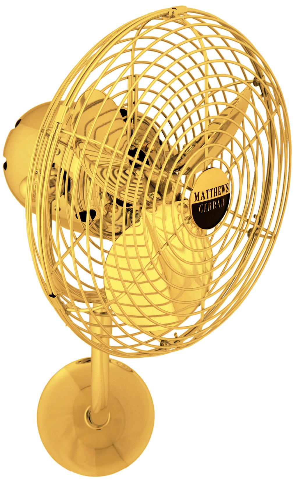 Matthews Fan MP-GOLD-MTL Michelle Parede vintage style wall fan in Ouro (Gold) finish.