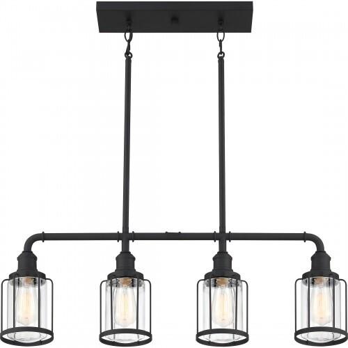 Quoizel LUD434EK Ludlow Linear chandelier 4 light earth black Island Light