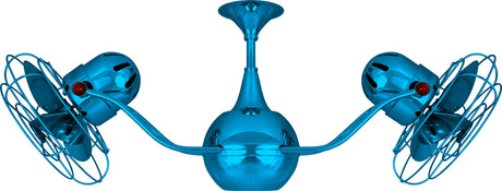Matthews Fan VB-LTBLUE-MTL Vent-Bettina 360° dual headed rotational ceiling fan in Agua Marinha (Light Blue) finish with metal blades.