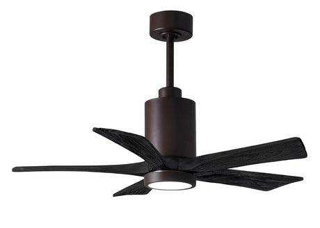 Matthews Fan PA5-TB-BK-42 Patricia-5 five-blade ceiling fan in Textured Bronze finish with 42” solid matte black wood blades and dimmable LED light kit