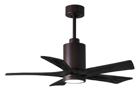 Matthews Fan PA5-TB-BK-42 Patricia-5 five-blade ceiling fan in Textured Bronze finish with 42” solid matte black wood blades and dimmable LED light kit 