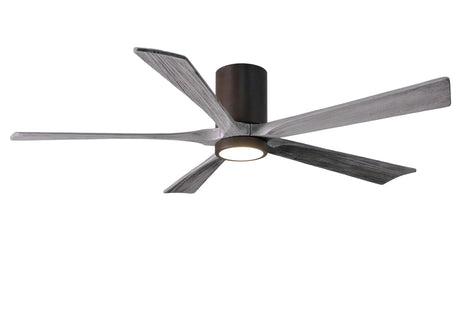 Matthews Fan IR5HLK-TB-BW-60 IR5HLK five-blade flush mount paddle fan in Textured Bronze finish with 60” solid barn wood tone blades and integrated LED light kit.