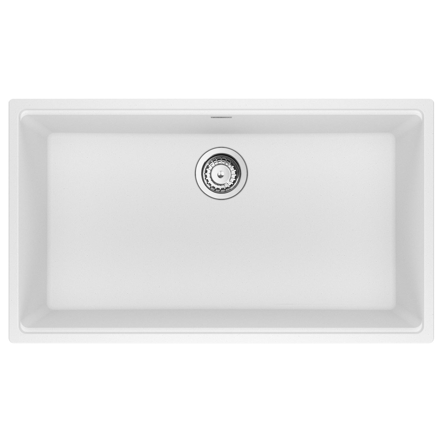 FRANKE MAG11031-PWT-S Maris Undermount 33-in x 18.94-in Granite Single Bowl Kitchen Sink in Polar White In Polar White