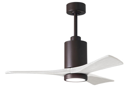 Matthews Fan PA3-TB-MWH-42 Patricia-3 three-blade ceiling fan in Textured Bronze finish with 42” solid matte white wood blades and dimmable LED light kit
