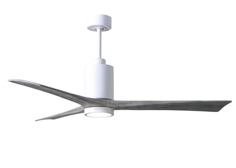 Matthews Fan PA3-WH-BW-60 Patricia-3 three-blade ceiling fan in Gloss White finish with 60” solid barn wood tone blades and dimmable LED light kit 