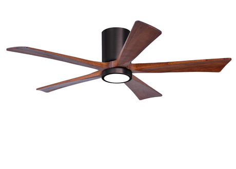 Matthews Fan IR5HLK-BB-WA-52 IR5HLK five-blade flush mount paddle fan in Brushed Bronze finish with 52” solid walnut tone blades and integrated LED light kit.