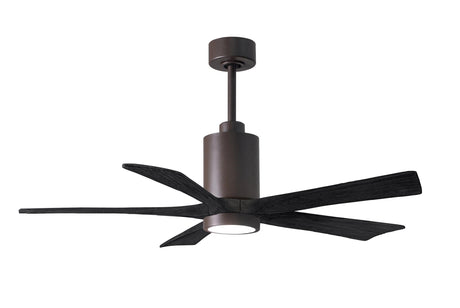 Matthews Fan PA5-TB-BK-52 Patricia-5 five-blade ceiling fan in Textured Bronze finish with 52” solid matte black wood blades and dimmable LED light kit 