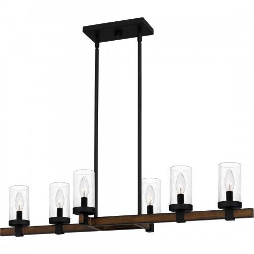 Quoizel TUT638MBK Tuthill Linear chandelier 6 lights matte black Island Light