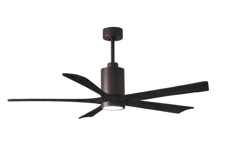 Matthews Fan PA5-TB-BK-60 Patricia-5 five-blade ceiling fan in Textured Bronze finish with 60” solid matte black wood blades and dimmable LED light kit