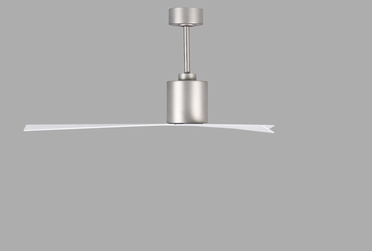 Matthews Fan EK-BN-WH Eliza 3-blade paddle fan in Brushed Nickel finish with gloss white all-weather ABS blades. Optimized for wet locations.