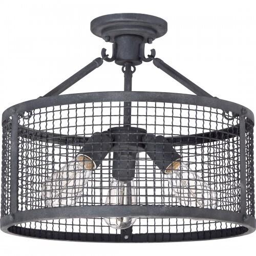 Quoizel WLR1716MB Wilder 3lt semi flush 16" mottled black Semi-Flush Mount