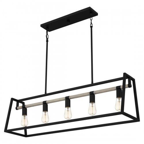 Quoizel TPT142MBK Tippet Linear chandelier 5 lights matte black Island Light