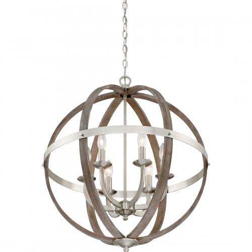 Quoizel FSN5206BN Fusion 6lts foyer brushed nickel 24.5"d Pendant