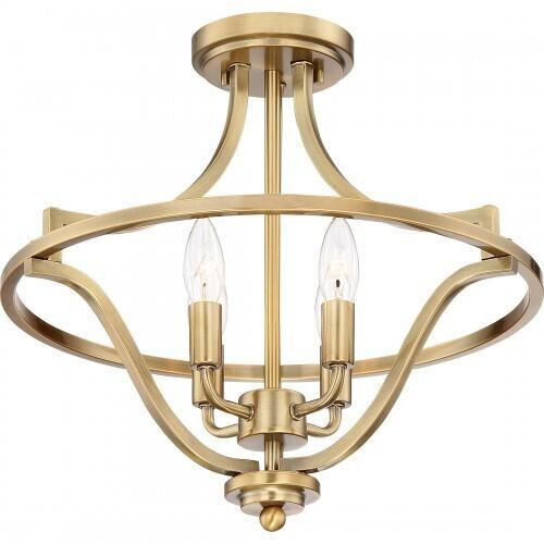 Quoizel QF5119WS Harvel Semi-flush mount 4 light weathered brass Semi-Flush Mount