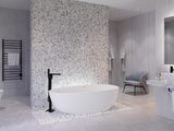 ANZZI BS-S06-R Makot 5.6 ft. Man-Made Stone Center Drain Freestanding Bathtub in Matte White