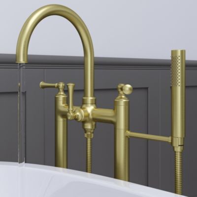 Pfister Brushed Gold Traditional 2-handle Tub Filler With Hand Shower LG6-1TBBG