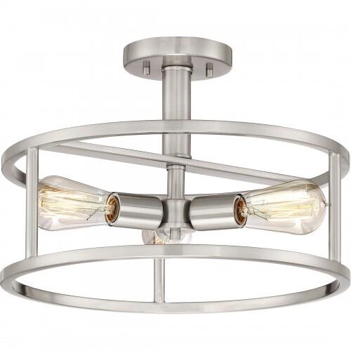 Quoizel NHR1715BN New Harbor Semi flush brshd nkl 3lts Semi-Flush Mount
