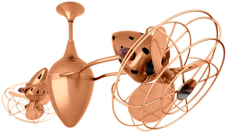 Matthews Fan AR-BRCP-MTL Ar Ruthiane 360° dual headed rotational ceiling fan in brushed copper finish with metal blades.